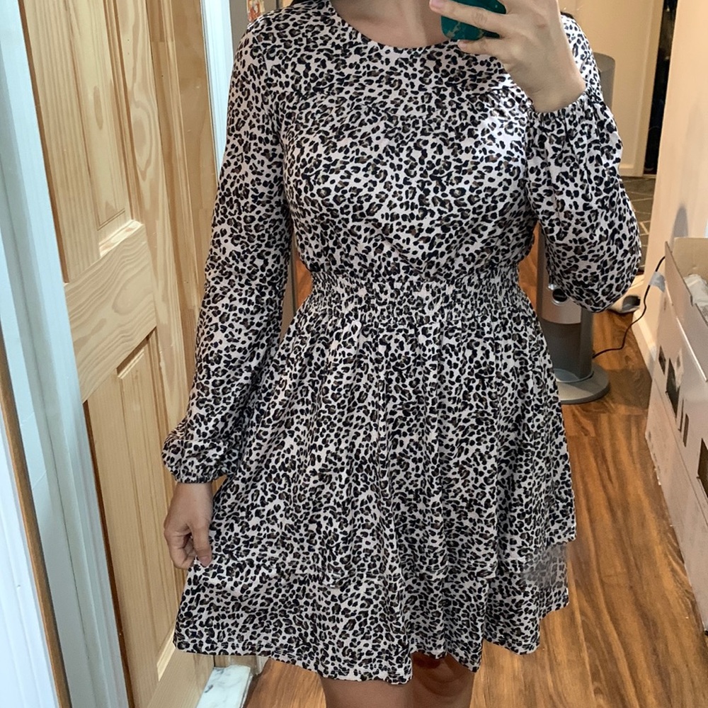 Allegra K Dress - Long sleeve cheetah print